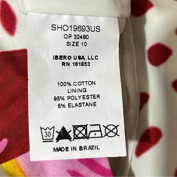 PatBo Floral High Waist Short White Blue Pink Watercolor Boho Cotton - Picture 8 of 9